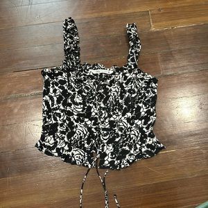 zara flower lace up top. worn once. size xs